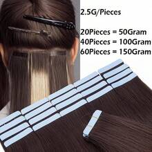 16"-24" Brown Tape In 100% Human Hair Extensions For Women, 50g, 20Pcs/Pack, Straight Seamless Skin Weft Remy Human Tape In Hair Extensions Dark Brown 2#, Human Hair Extensions For Trending Colour-Matching Halloween Costumes Looks, Bridal Hairstyle, Spooky Gothic Look - Dark Brown - View 6