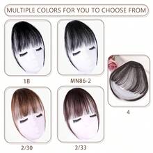 1pc Heat Resistant Straight Black 6 Inch Extra Short Synthetic Hairbangs With Sideburns - Black - View 6