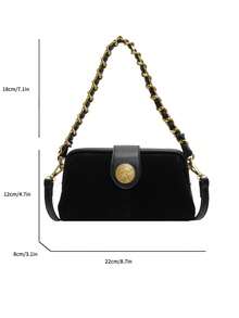 This Classic And Fashionable New Square Handbag Is Designed For Women, Featuring Metal Hardware, A Unique Strap And Pendant Decoration, As Well As An Adjustable Long Shoulder Strap. It Is Very Suitable For Daily Shopping, Commuting, Vacation And Other Occasions. It Can Also Be Given As A Gift To Friends., Bags Ladies Elegant - Black - View 3