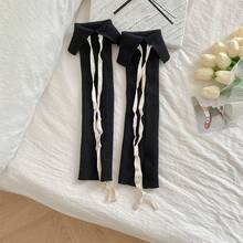 Autumn And Winter Atmosphere Dressing, Layered Socks, Women's Fashion Straps, Calf Sleeves, Slit, Girls' Pile Socks - 黑色 - 查看 6