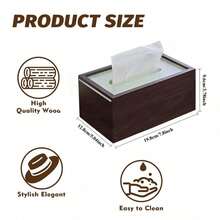 1pc Chinese Style Wooden Paper Towel Holder, Desk Tissue Box With Acrylic Cover, Striped Pattern, Suitable For Bathroom, Office, Bedside, Home And Dining Room