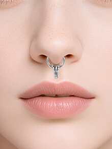 1PC Punk Retro Many Style Nose Stud Bat/Skull/Lizard/Two Dragons Cross Black Oil Drip Hinger Septum Nose Ring Stainless Steel Ear Tragus Cartilage Daith Helix Earring Unisex Gift - Steel - View 11