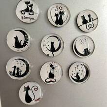 10 pièces/set Ensemble d'aimants de réfrigérateur en forme de couple de chats, convient pour la décoration de vacances, applicable pour Noël, Halloween, Pâques, Thanksgiving - Saint-Valentin - Décoration de maison et de bureau mignonne