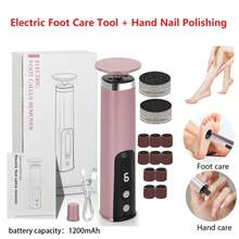 2 In 1 Electric File For Feet Pedicure Machine Nail Polishing Dead Skin Remover Callus Foot Grinding Trimmer Rechargeable Foot Care Tool 1200mAh - Rose Gold - View 13