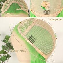 13x4 Free Part Mint Green Long Straight Lace Front Wigs Glueless Long Silky Straight Wigs Pre Plucked HD Lace 180% Density Light Green Wig Soft Free Part Wear And Go Lace Front Wigs For Fashion Women Party & Daily Wear 26 Inch - 綠色 - 查看 10