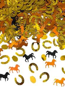 15/30/50g Horseshoe Confetti Decorations Horse Party Decor Cowboy Horse Theme Accessories Horseshoe Glitter Confetti For Birthday, Derby Day Western Cowboy Party Supplies