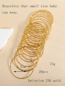 20pcs Delicate Bling Bamboo Knot Embossed Bangle Bracelets For Girls