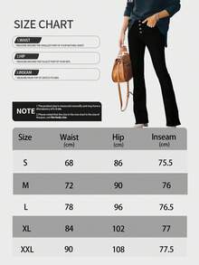 Women's Elastic Flared Jeans, High Waisted Split Flared Pants, Button Fly Denim Pants(The Size Is Slightly Small; It Is Recommended To Order One Size Up.) - đen - Xem 6