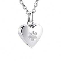 Pet Cremation Jewelry For Ashes Pendant Paw Print Pet Heart Urn Necklace Memorial Keepsake Jewelry For Pet/Dog's/Cat's Ashes