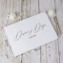 横版婚礼宾客签名册，主题婚礼宾客签名册，横版婚礼纪念册，可定制姓名字母，精装个性化婚礼宾客签名册，婚礼小册子，婚礼宾客签名册，个性化宾客签名册，婚礼纪念册，婚礼剪贴簿，婚礼纪念册，36页婚礼小册子，单面定制婚礼小册子，封面定制婚礼小册子，个性化宾客登记册 - 白色 - 查看 2