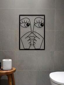 1 peça de arte de parede de metal com clipe de nariz engraçado, arte de linha de banheiro minimalista e elegante, decoração de banheiro humorística, decoração de banheiro de hóspedes, arte de linha de metal para pendurar na parede, arte e artesanato