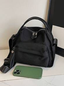 简约时尚轻便休闲包，百搭优雅，女士斜挎包，日常纯色大容量，时尚单肩手提包，通勤包，适合工作通勤和户外购物 - 咖啡棕 - 查看 11