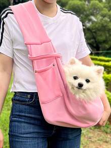 Fashionable Pet Carrier, Outdoor Pet Tote Bag, Cat Backpack, New Fall/Winter Shoulder Bag, Crossbody Bag, Cat Carrier, Dog Travel Bag, Bichon Frise Accessories, Lightweight, Multi-Functional, Durable, Travel Pet Carrier, Breathable Fabric, Adjustable Crossbody Strap, Snap Closure, Front Dog And Cat Face Window. Cat Carrier Cat Backpack Bike Trailer - Multicolor - View 7