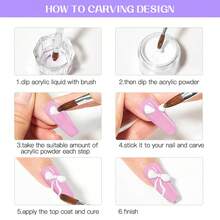 5Pcs/Set Acrylic Nail Kit,40ml Acrylic Liquid With Nail Brush And Glass Cup - Complete Acrylic Nail Kit For Beginners