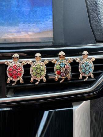 1/3pcs Rhinestone Turtle Design Car Air Vent Clip, Car Fragrance Diffuser, Shiny Decor, Air Freshener, Gift For Men & Women