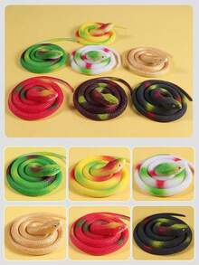 1pc Realistic Soft Rubber Snake Prop, Vivid Patterned Python Design, Scary Animal Snake Toy, Flexible & Washable, Halloween Party Gag Gift, Christmas Present