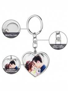 1 pieza Llavero personalizado de acero inoxidable con foto a color, un accesorio de bolso con diseño de imagen de doble cara, que sirve tanto como un accesorio práctico para llaves como un colgante de equipaje pensativo.