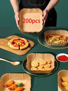 Air Fryer Paper Liners, Paper Air Fryer Liners, Non-Stick Baking Paper, Square/Round Air Fryer Mats, Baking Tools, Kitchen Gadgets, Kitchen Accessories, Suitable For Frying, Baking, Cooking, Grilling And Microwaving