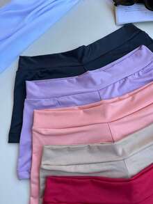 Kit 5 Short Shorts Women's Petticoat Short Second Skin Dress Panties Double Waistband Comfortable Intimate Fashion Lingerie Women Adult - 彩色 - 查看 11