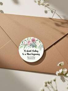 1-120 piezas Pegatinas de boda personalizadas, etiquetas de recuerdo personalizadas, pegatinas de agradecimiento, pegatinas de recuerdo redondas para regalo de pareja de aniversario, pegatinas holográficas - Multicolor - Ver 2