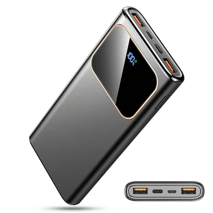 Ordtop Pin dự phòng 10000 MAh, Pin dự phòng USB-C Đầu vào & Đầu ra Nhỏ nhưng Mạnh mẽ Có Cáp, Chức năng Sạc nhanh Pin ngoài (3.0A) Tương thích với Pin điện thoại di động ngoài trời Thích hợp cho Kỳ nghỉ hè Du lịch/Cắm trại ngoài trời và Nguồn điện dự phòng khẩn cấp Quà tặng cho Gia đình, Bạn bè, Sinh nhật Bộ sạc di động Hiển thị nguồn ngoài trời - màu đen - Xem 1