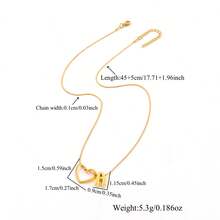 1件经典简约泡泡字母镂空心形金色不锈钢圆链人字纹项链，女士款 - 金黃色 - 查看 2