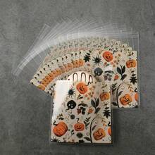 Self-Sealing Halloween Candy Bags - Moisture Proof Treat Pouches For Party Favors, Cookie Packaging & DIY Holiday Gift Wrapping (50-Pack)