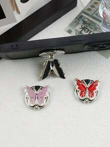 Support de téléphone en forme de papillon et mignon, rotation à 360°, repose-doigt réglable de haute qualité et brillant - universel, compatible avec , tous les smartphones, accessoires de téléphone mignons, support de bague de téléphone lumineux, accessoires de téléphone portable, support de bague de téléphone portable