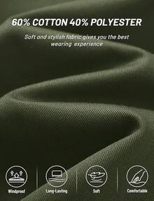 Men's Cotton Full Zip Up Work Jackets Turndown Collar Business Casual Windbreaker With 3 PocketsChristmas O5SK - xanh quân đội - Xem 6