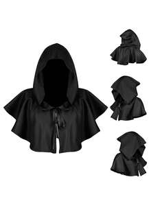 Medieval Hooded Cloak, Renaissance Period Short Hooded Cape, , Party Dress