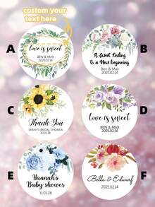 1-120 piezas Pegatinas de boda personalizadas, etiquetas de recuerdo personalizadas, pegatinas de agradecimiento, pegatinas de recuerdo redondas para regalo de pareja de aniversario, pegatinas holográficas - Multicolor - Ver 17