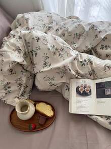 Juego de ropa de cama de 3 piezas con estampado floral vintage, 2 fundas de almohada + 1 funda de edredón