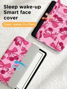 Rose Bow Cherry Dual-Sided Acrylic Crystal Protective Case, Compatible With IPad 10th Gen, IPad 10.2/IPad Mini 6/IPad Mini 7/9.7", Galaxy Tab A8 8.7", 3+Y Foldable Anti-Bend Design, Compatible With Kindle Paperwhite 12th Gen (2024), Silicone Reinforced Corners, Auto Wake/Sleep Function, Great Gift For Holidays