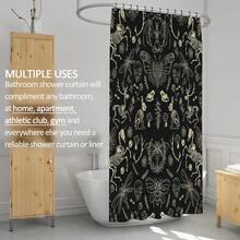 1 件万圣节黑金哥特骷髅浴帘，怪异哥特式骷髅浴室浴帘，有趣的西部女巫防水涤纶面料浴帘装饰浴室装饰 - 樣式1 - 查看 4
