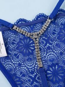 3 pièces Culottes tanga avec bretelles en dentelle et chaîne, confortables pour un port quotidien pour femmes