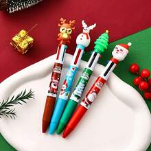 16pcs Festive Christmas Pencils - 4 Colorful Round Ballpoint Pens With Santa, Reindeer, Snowman & Tree Designs, Ideal For Holiday Gifts, Prizes, And Party Favors, Christmas Pencils|Festive Pens|Gifts|Decorative Pens - Black - View 7