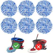 6 Pack Mop Replacement Heads For O-Cedar RinseClean Spin Mop, Microfiber Spin Mop Refills, Easy Cleaning Mop Head Replacement Refill - Blue and White - View 9