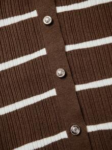 Cárdigan largo para mujer, de tela de punto a rayas, con botones delanteros, rayas acanaladas, para uso casual en vacaciones, citas por la noche, viajes, aeropuerto, otoño/invierno