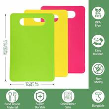 Plastic Cutting Board Set, 3 Pack Small Chopping Boards Kitchen, BPA - Dishwasher , Color Coded Boards Pads Meat Vegetable Fruit, Easy Grip Handle, Non - Slip, Space Saving - 3 - 查看 3