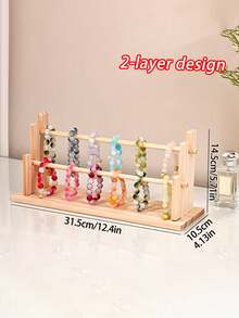 1 st smyckesställ i trä, armbands- och halsbandsställ, flerskiktad förvaringshållare för armband, ringar, örhängen, halsband, minimalistisk naturlig trädesign, oumbärlig för smyckesorganisation i hemmet