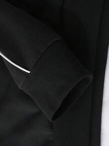 Herren Lässig College Stil Kontrast Saum Pullover Sweatshirt, Herbst