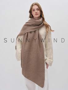 1pc Women Solid Color Soft Knit Scarf, Everyday Use For Dress - Camel - View 2