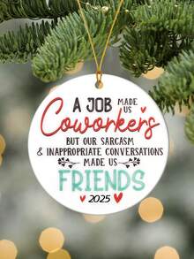 1pc "Công việc khiến chúng ta trở thành đồng nghiệp nhưng những cuộc trò chuyện khiến chúng ta trở thành bạn bè" Đồ trang trí nhà bằng Acrylic tròn, Đồ trang trí cây thông Noel, Đồ trang trí treo cửa sổ lò sưởi, Quà tặng Giáng sinh cho đồng nghiệp - Nhiều màu - Xem 2