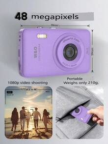 2025 New 1080P FHD Digital Camera With 32GB Card, Compact Small Cheap Cameras, Rechargeable Photography Camera, 48MP Auto Focus Camera, Puzzle Game,Very Suitable For Entry-Level Novice Photography And Video Recording Enthusiasts. Budget-Friendly Holiday Gift (Thanksgiving, Christmas, Halloween) - Màu tím - Xem 6