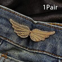 1/2/3/4 Pairs Bling Bling Wing Waist Buckle: Metal Alloy Adjustable Clip For Denim, Removable And Nail-Free Waistband Adjuster - Gold - View 15