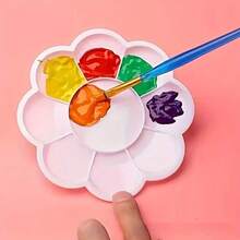 20/35/50pcs Mini Flower Shaped Plastic Painting Palettes - Art Oil Painting Trays For Watercolor, Acrylic And Oil Painting Mediums - White - View 5