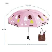 1PC Umbrella With Ten Bones, Black Glue, Enlarged And Thickened, Double Fold And Shrink, Sun Shading, Sun Protection, Rain And Sunshine Dual-Use Umbrella