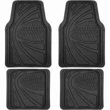 FlexTough Performance All Weather Rubber Car Floor Mats - 3 Piece Floor Mats Automotive Liners Truck SUV, Heavy - Duty Waterproof Black - 純黑色+墊子 - 查看 1