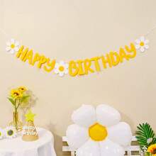 1 lá cờ kéo trang trí hình hoa và chữ, - Màu vàng - Xem 4