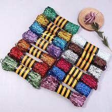 1 Rolle metallisches S-förmiges gewelltes strukturiertes Satinband, Polyester-Spitzenrand, geeignet für DIY-Kleidungszubehör, Nähen von Kleidungsrändern, Halsketten, Taschen, Hutmaterialien, Basteldekorationen, Matrosengürtel, Vorhänge, Patchwork, Hochzeit, Weihnachtsdekorationen - Verschiedenfarbig - View 5